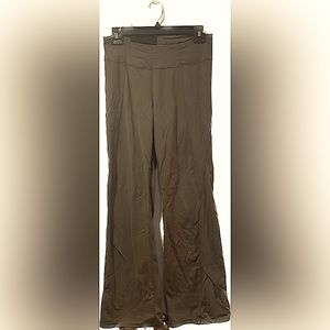 ATHLETA mushroom stretch flare bootcut tribal accent leggings L